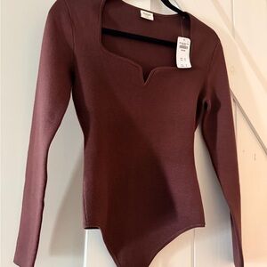 NWT Abercrombie & Fitch Chocolate Brown Long Sleeve Bodysuit